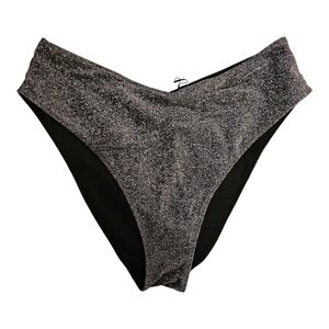 Victoria's Secret Pink Black Shimmer Bikini Bottoms - Size L